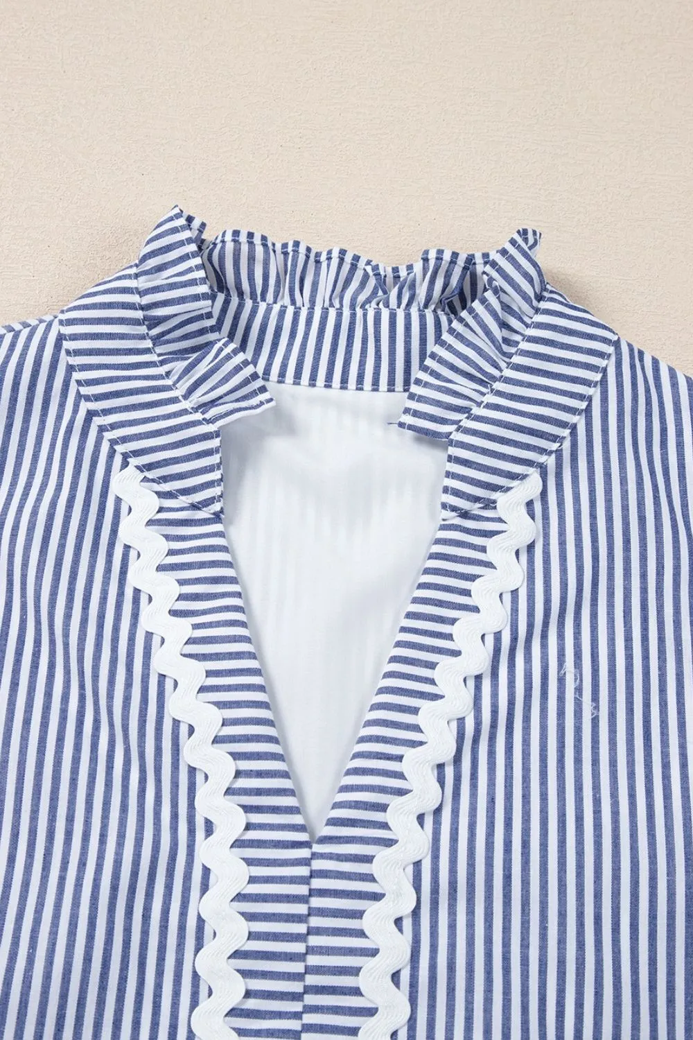 Stripe Sleeveless Notched Ric Rac Mini Dress, image 14