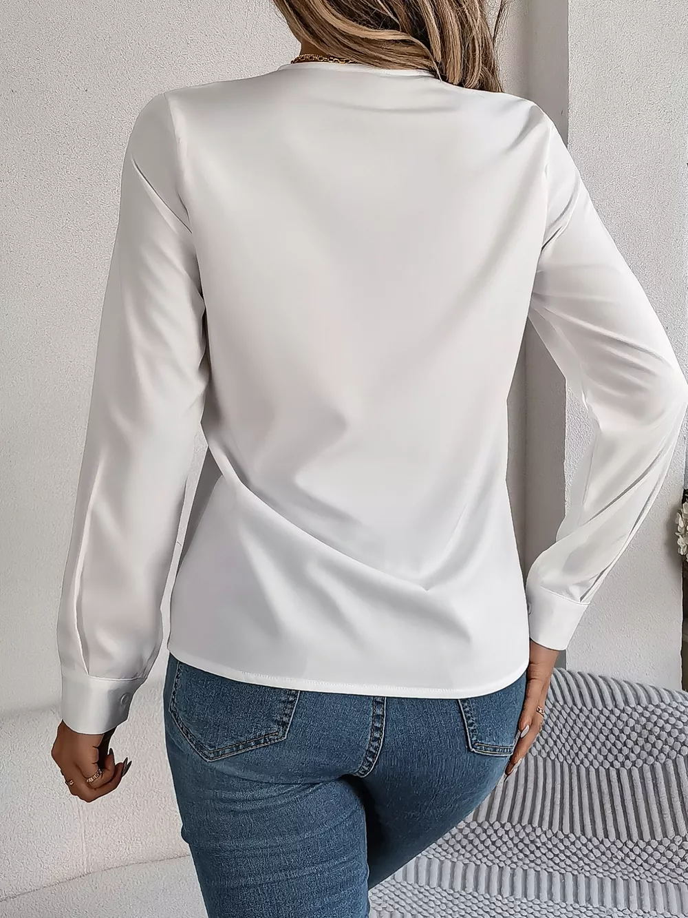Layered V-Neck Long Sleeve Blouse, image 34