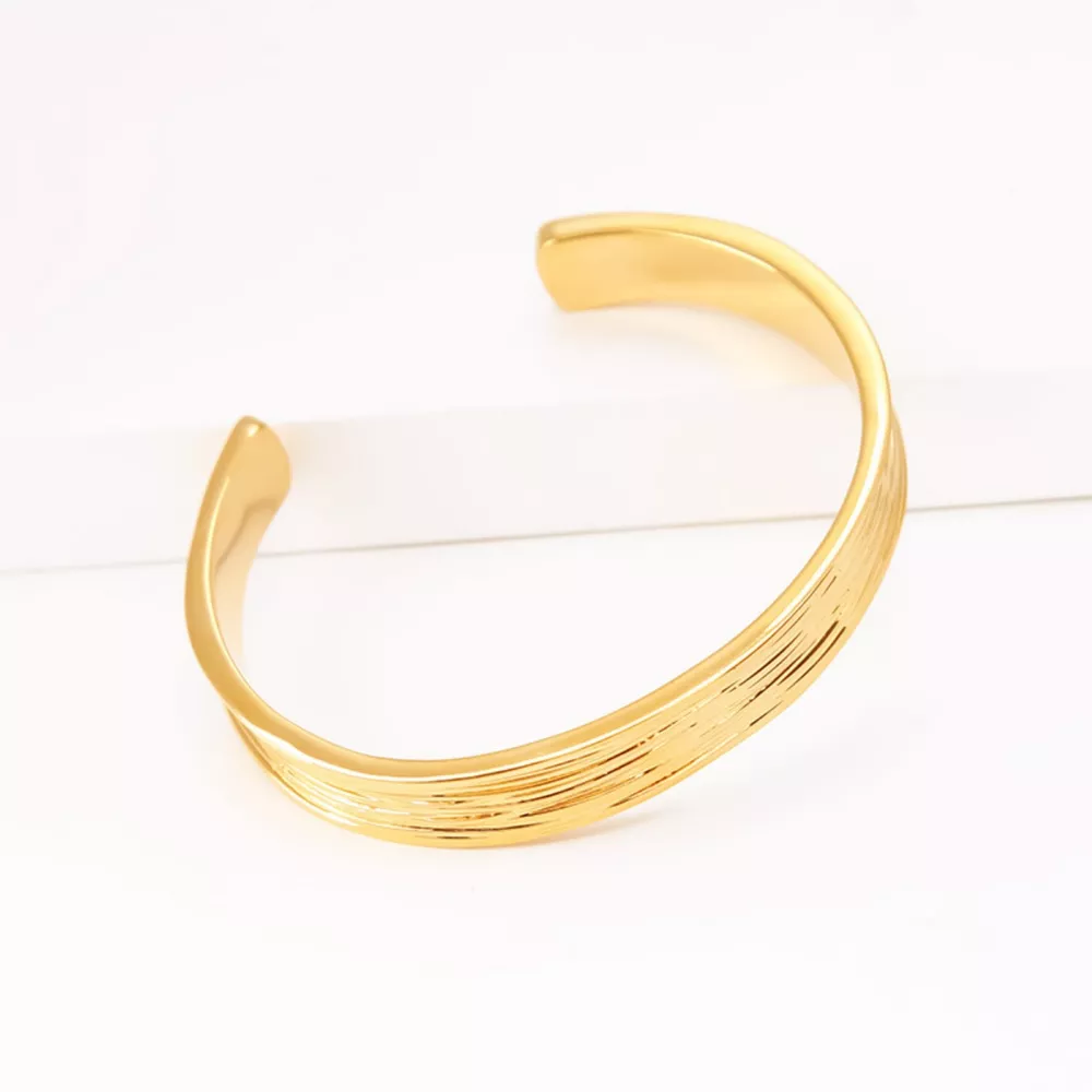 18K Gold-Plated Copper Open Bracelet, image 5