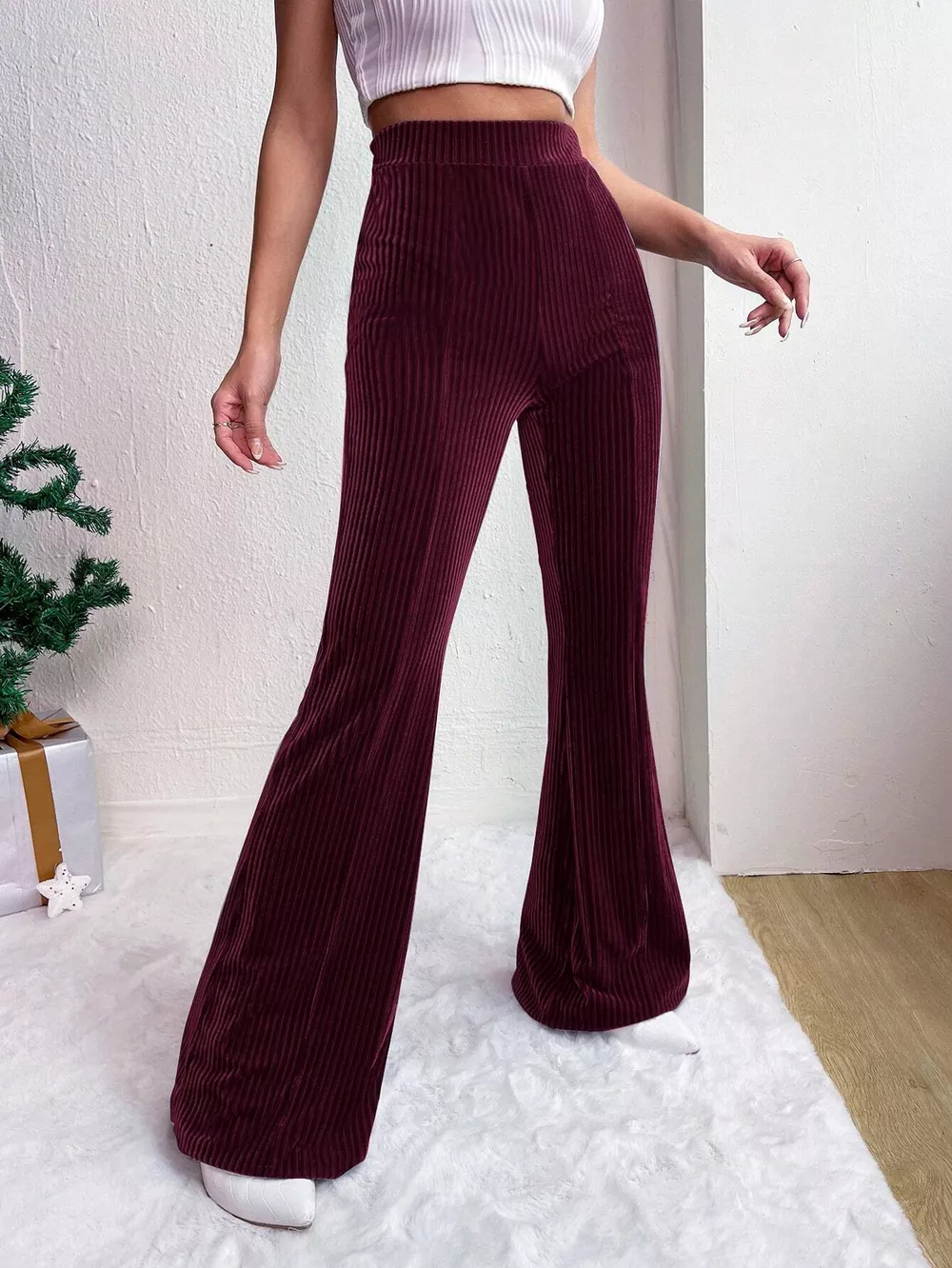 Corduroy High Waist Flare Pants, image 25
