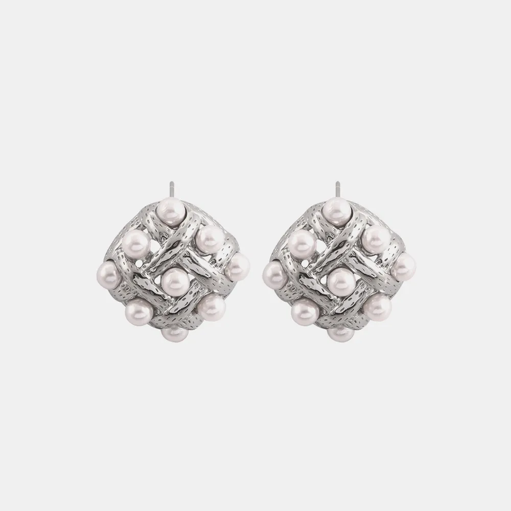 Copper Shell Pearl Stud Earrings, image 10