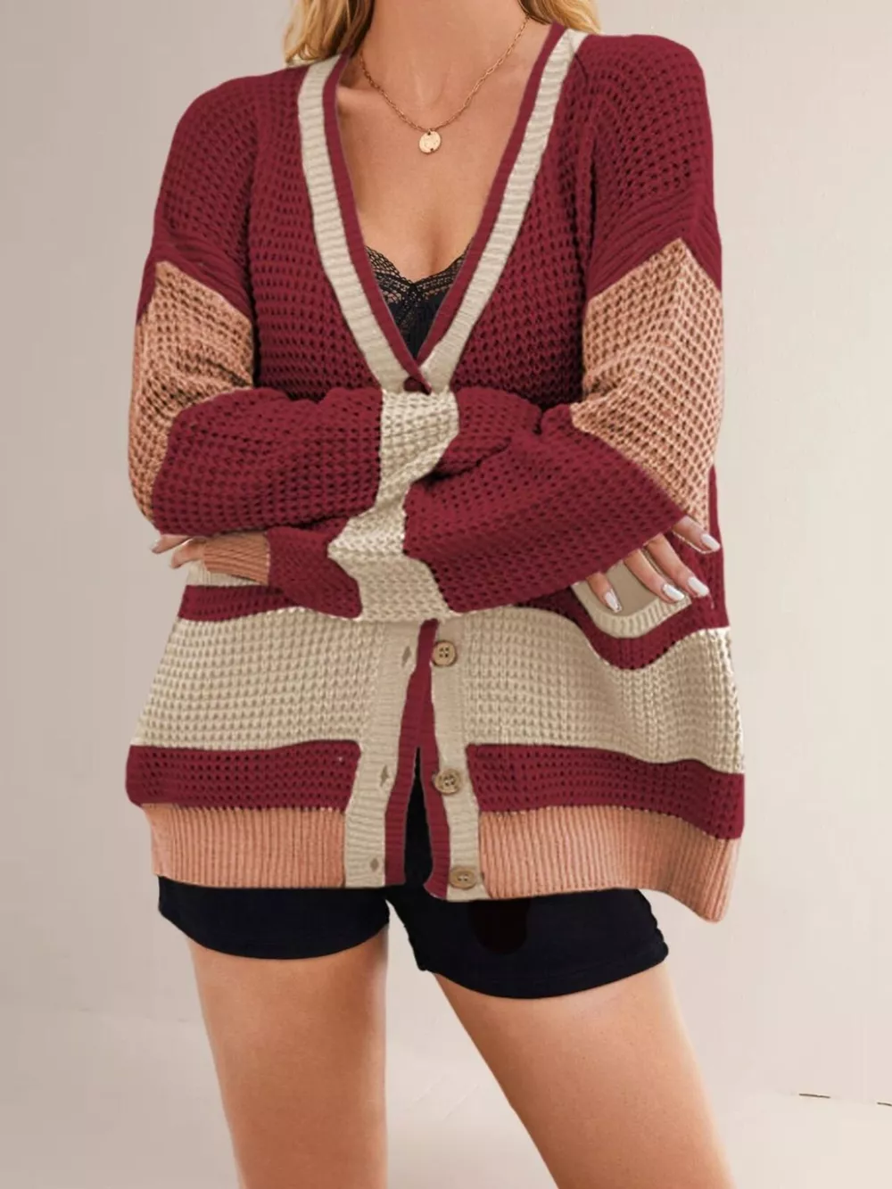Color Block V-Neck Cardigan, image 10