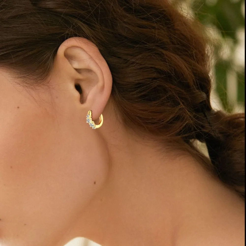 925 Sterling Silver Moissanite Huggie Earrings, image 2