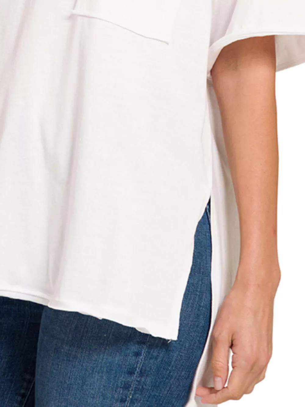 Front Pocket Raw Edge Boyfriend Tee, image 3