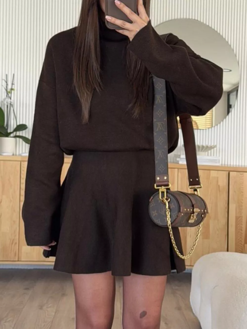 Turtleneck Dropped Shoulder Sweater and Skirt Set, image 13