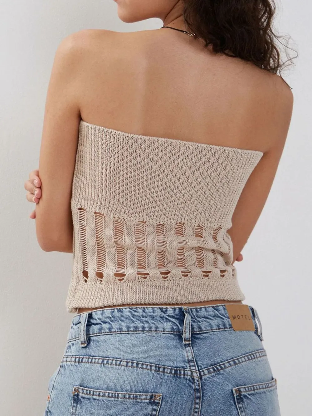 Openwork Knit Tube Top, image 4