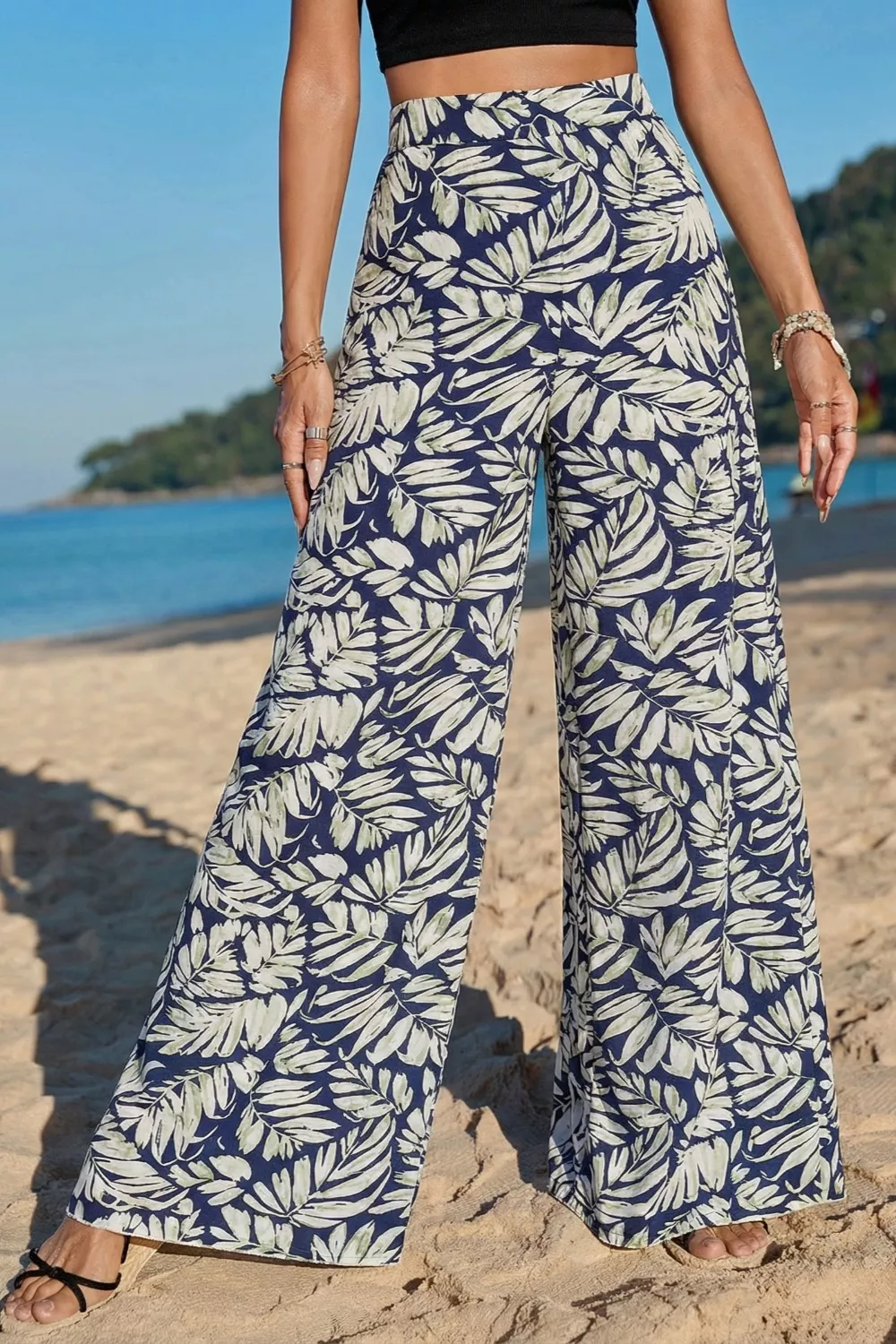 Leaf Print Wide Leg Pants, image 2