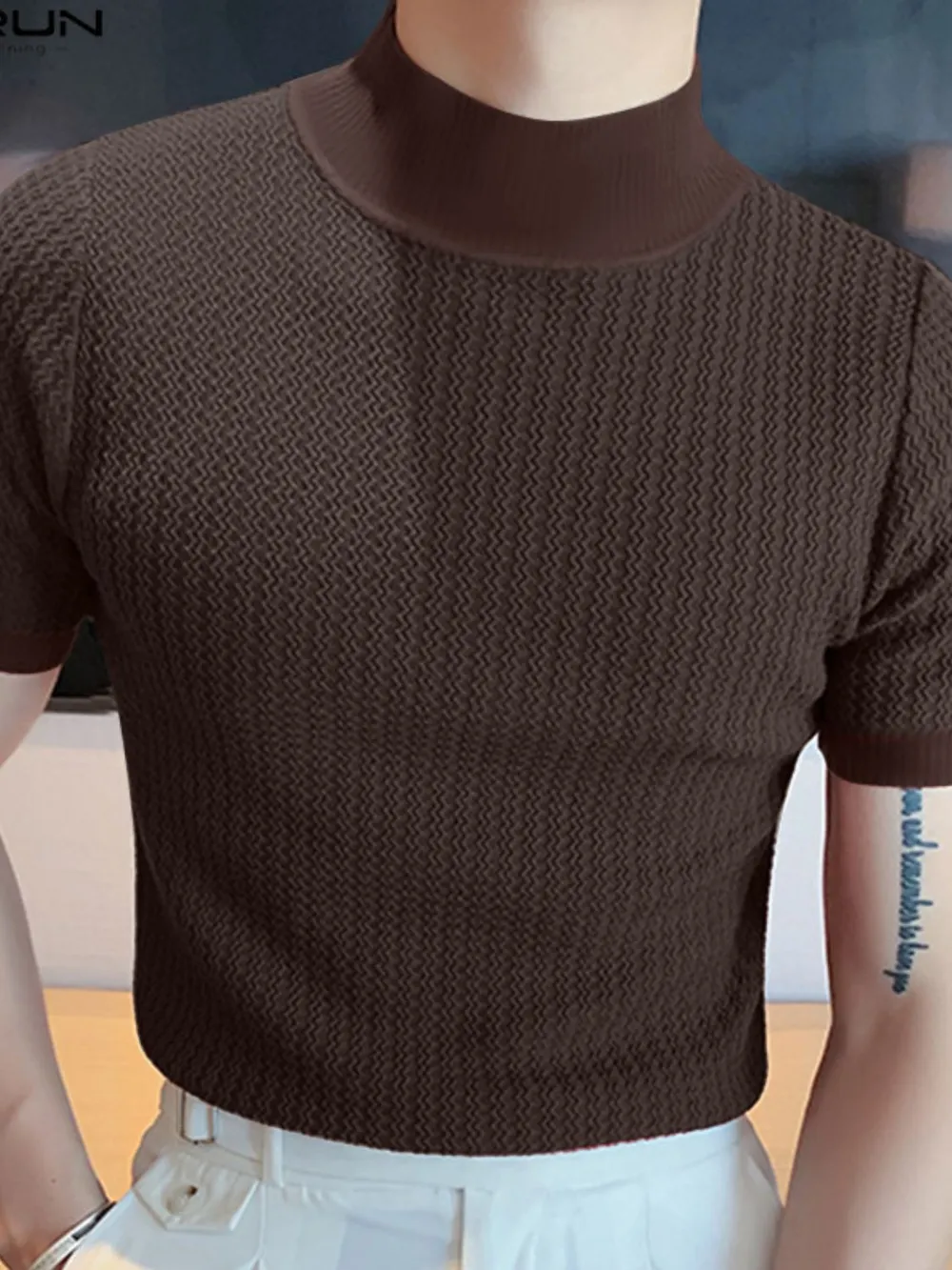 Men's Full Size Mock Neck Short Sleeve T-Shirt Plus Size, image 12