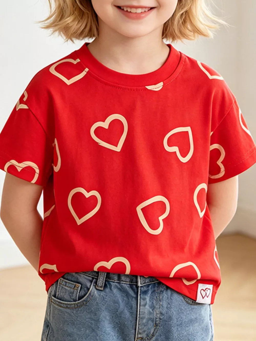 Children's Heart Print Cotton T-Shirt