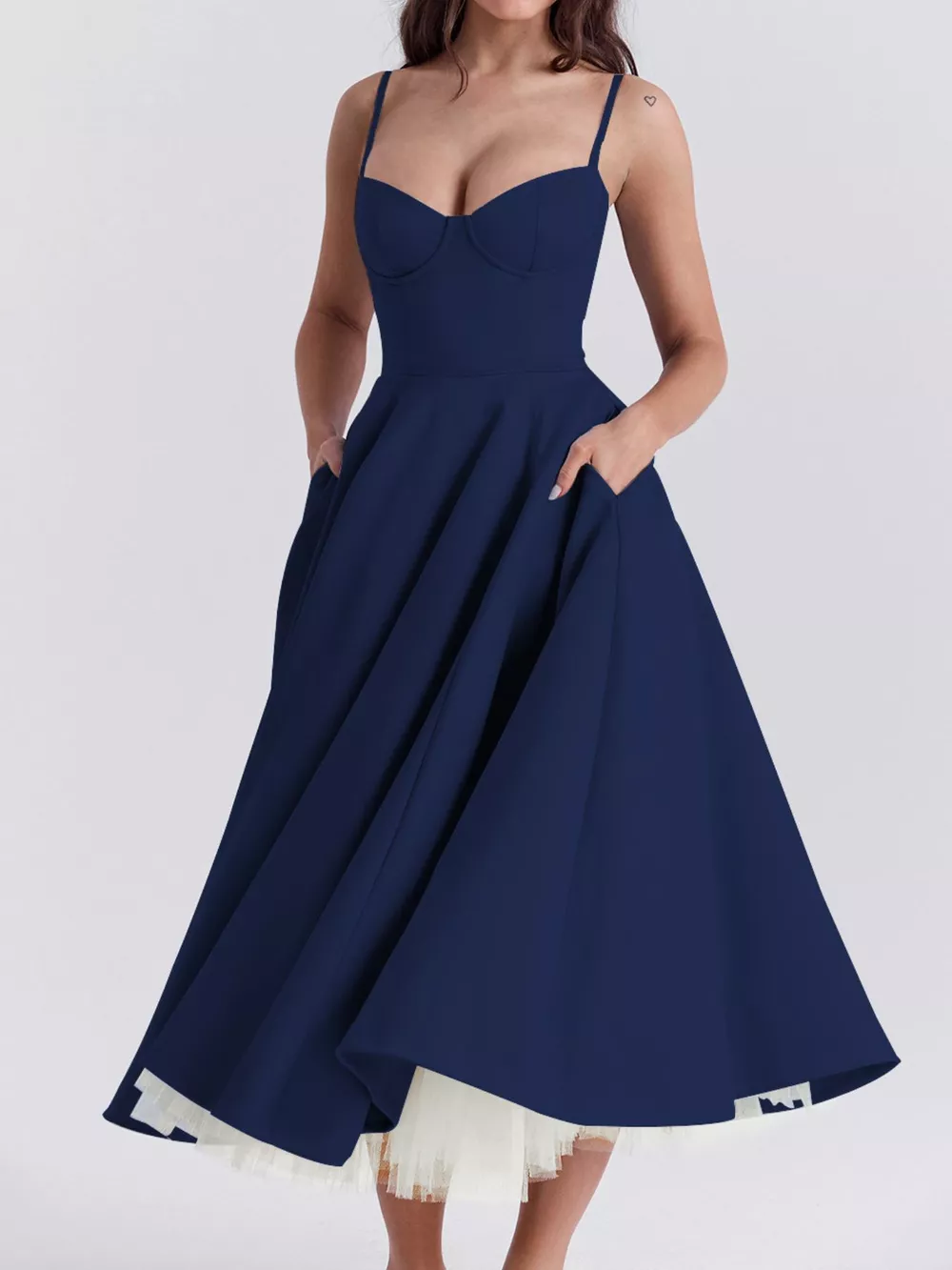 Sweetheart Neck A-Line Midi Dress, image 34