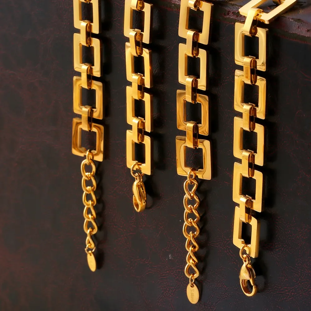 Titanium Steel Hollow Square Chain Bracelet, image 7