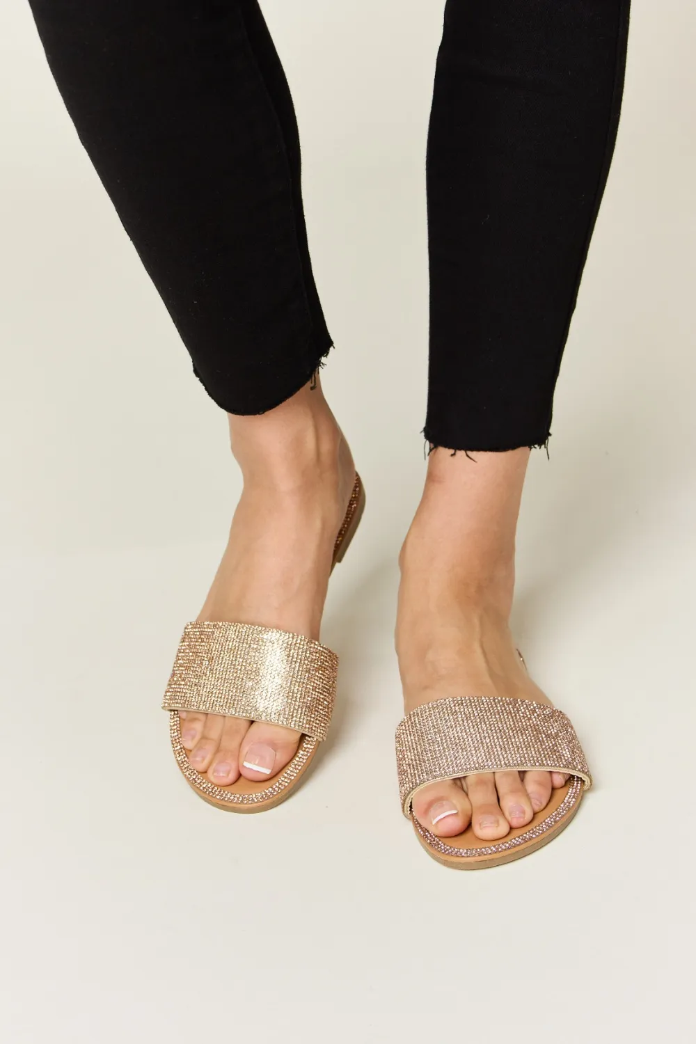 Rhinestone Open Toe Flat Sandals, image 6