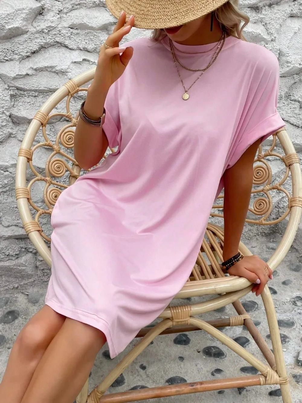 Round Neck Short Sleeve Mini Dress, image 29