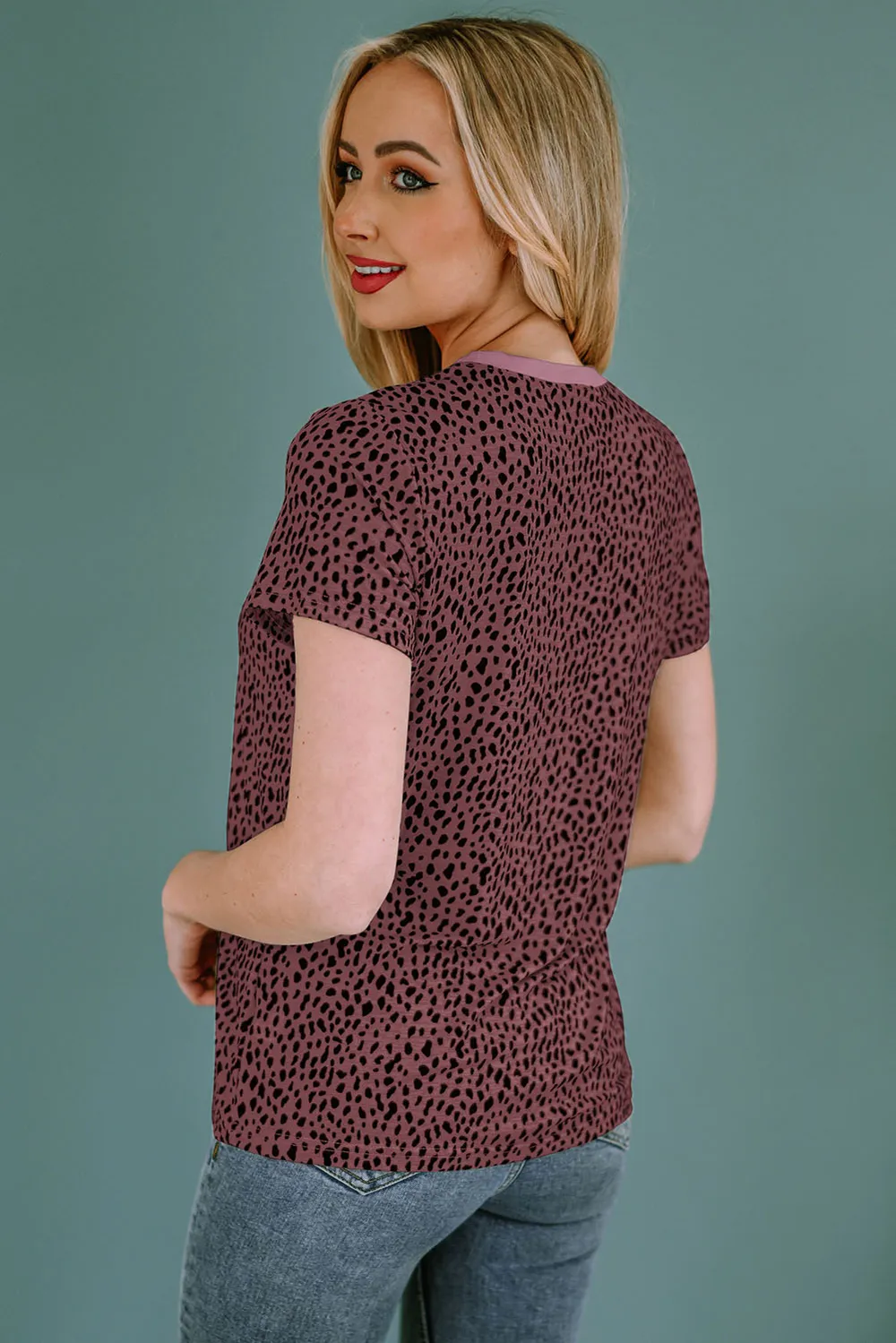 Animal Print Round Neck Short Sleeve T-Shirt, image 23