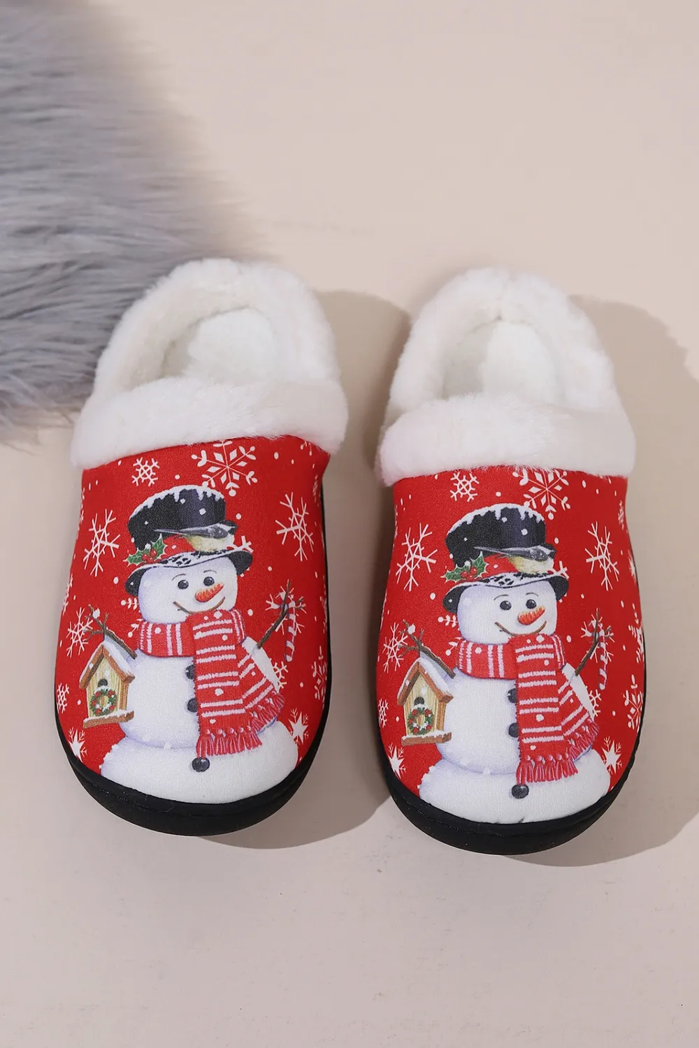 Snowman Round Toe Faux Fur Slippers, image 11