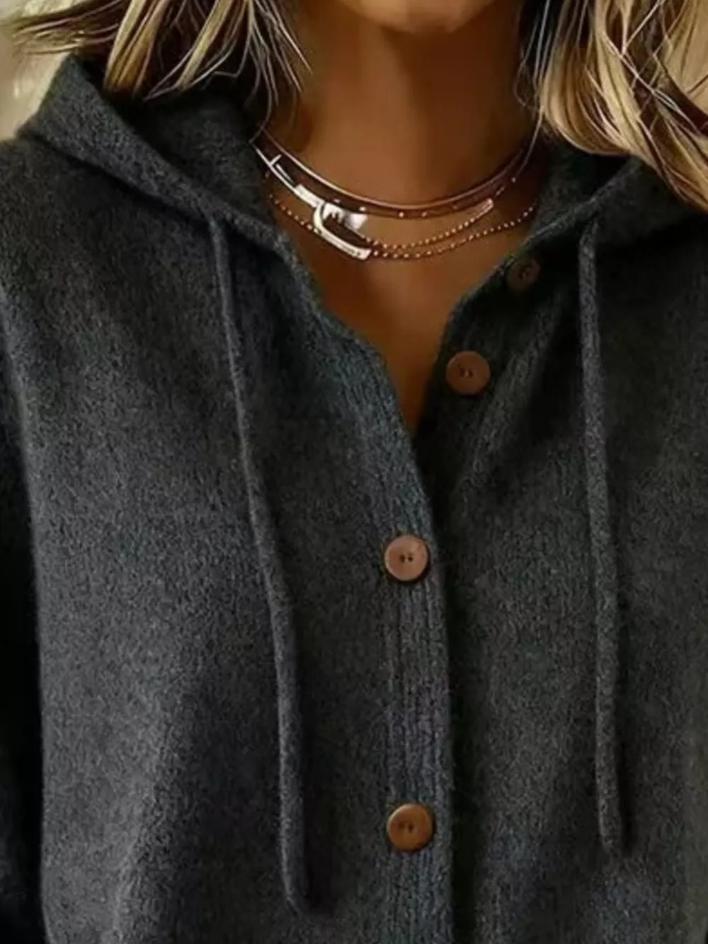 Full Size Hooded Button-Down Knit Cardigan Plus Size, image 14