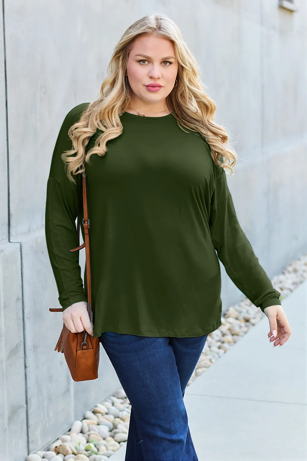 Full Size Round Neck Dropped Shoulder T-Shirt, image 32