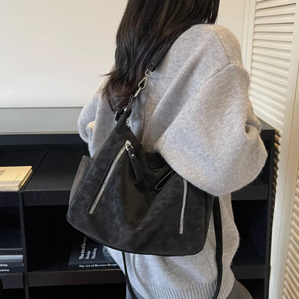 Multi-Zipper Casual Shoulder Bag, image 4