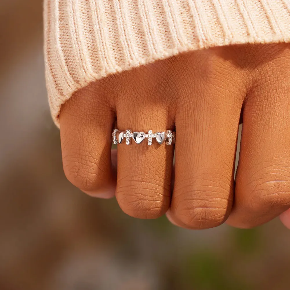 Heart Cross 925 Sterling Silver Ring, image 2