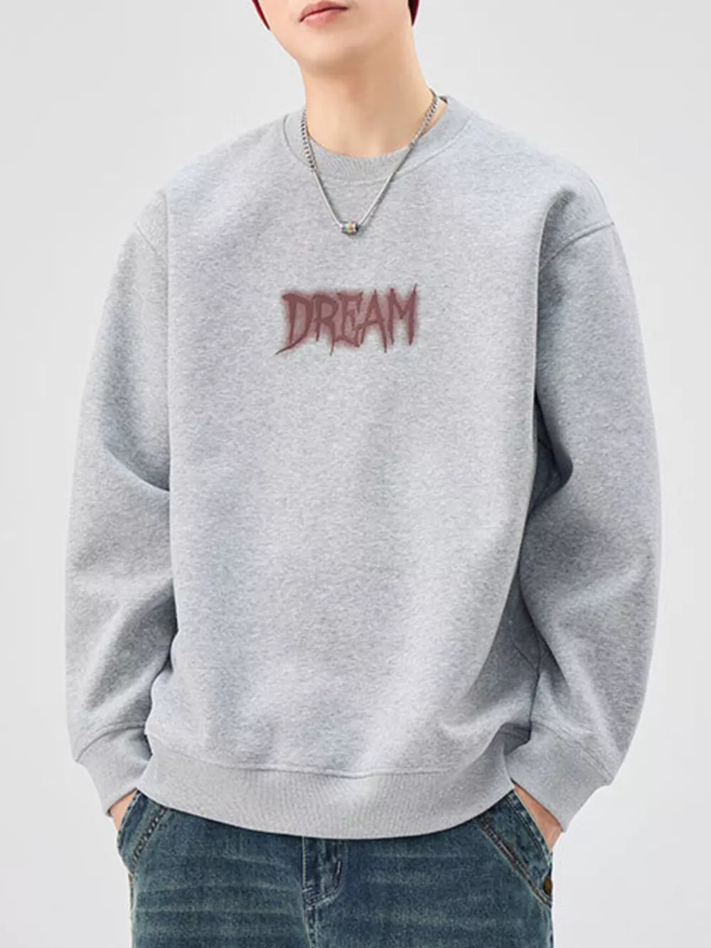 Men's Plus Size Crew Neck Dropped Shoulder Sweatshirt, image 4