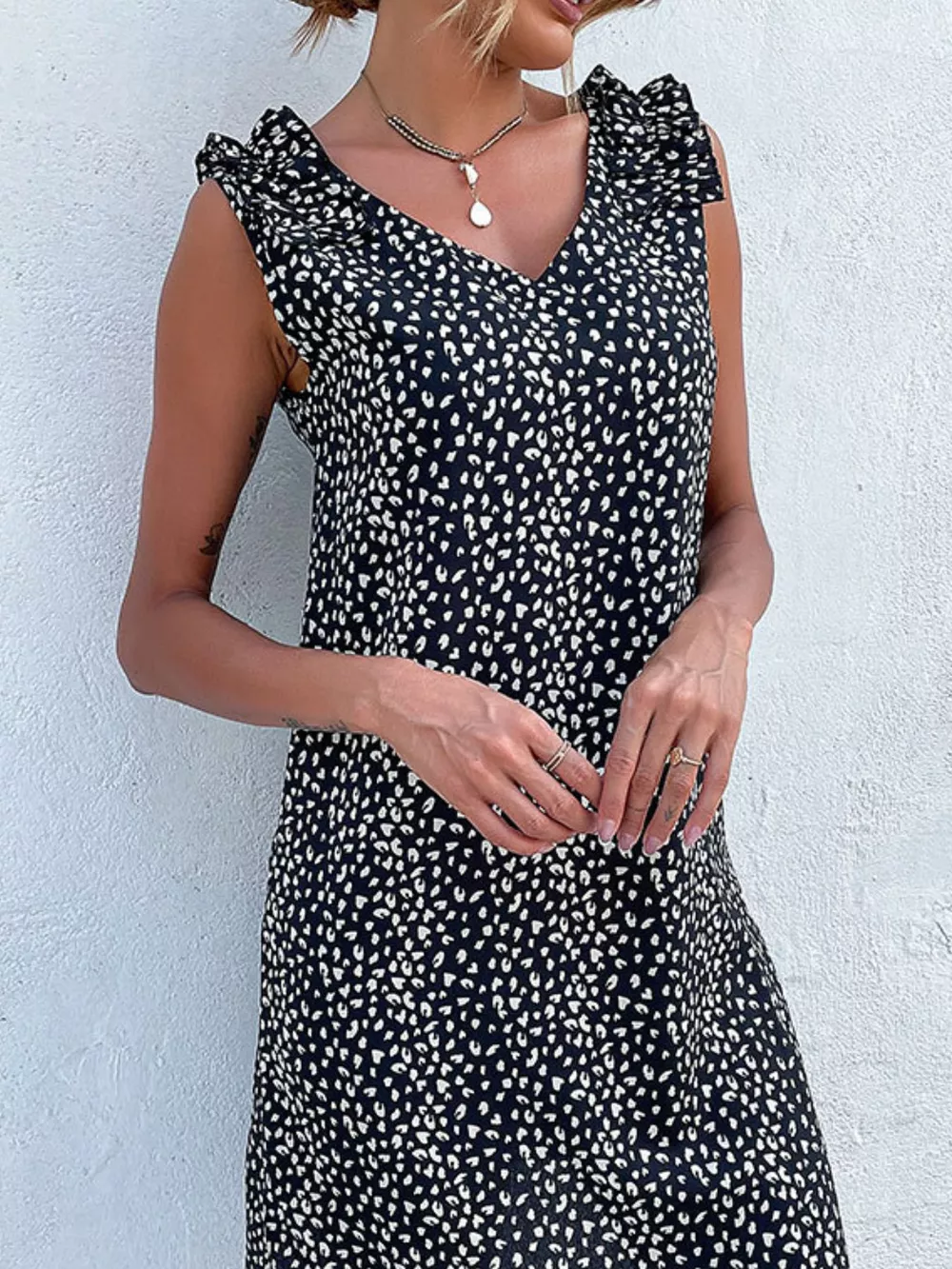 Frill Sleeveless Leopard Print Mini Dress, image 9