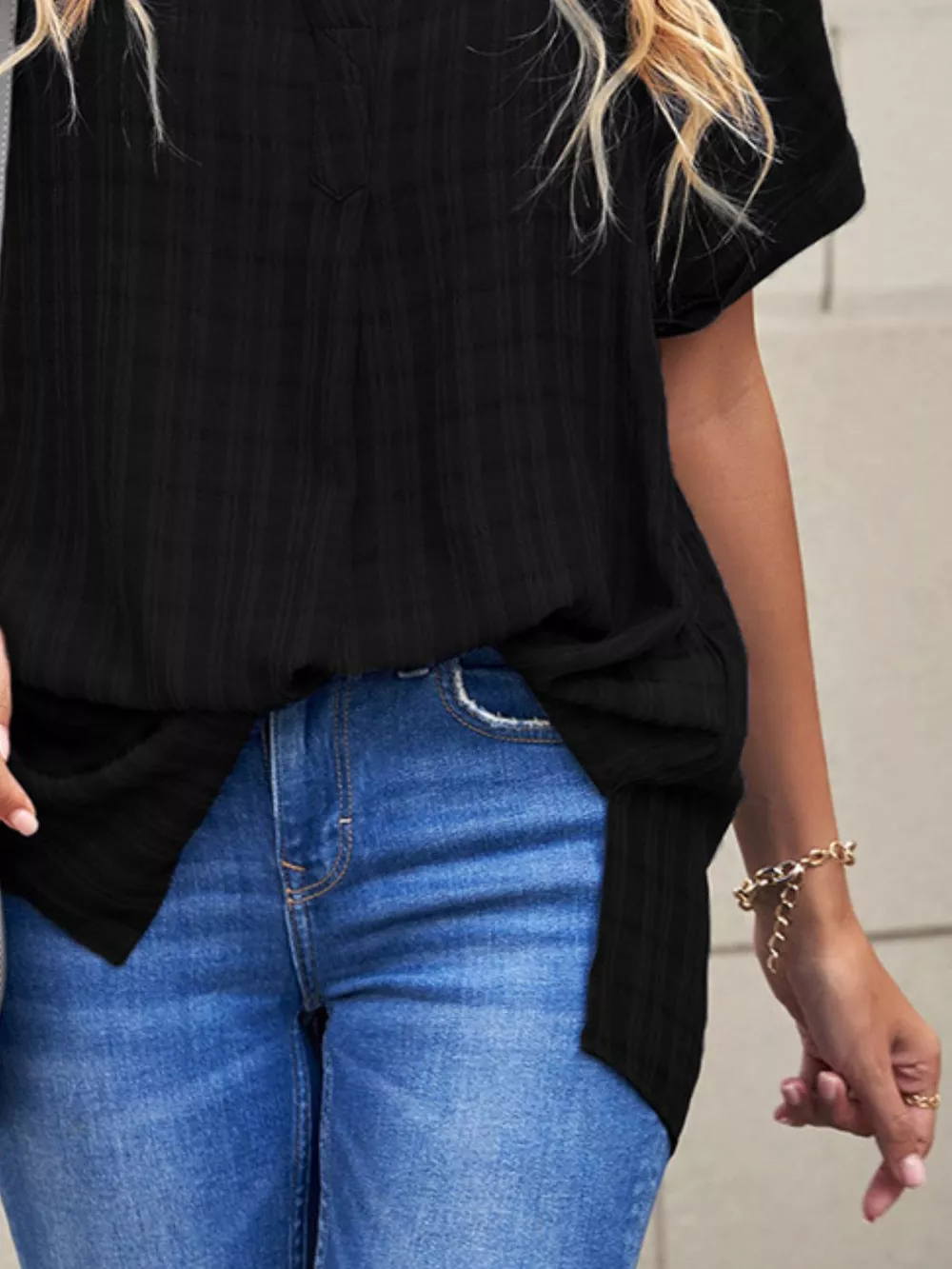 Notched Short Sleeve Blouse, image 16
