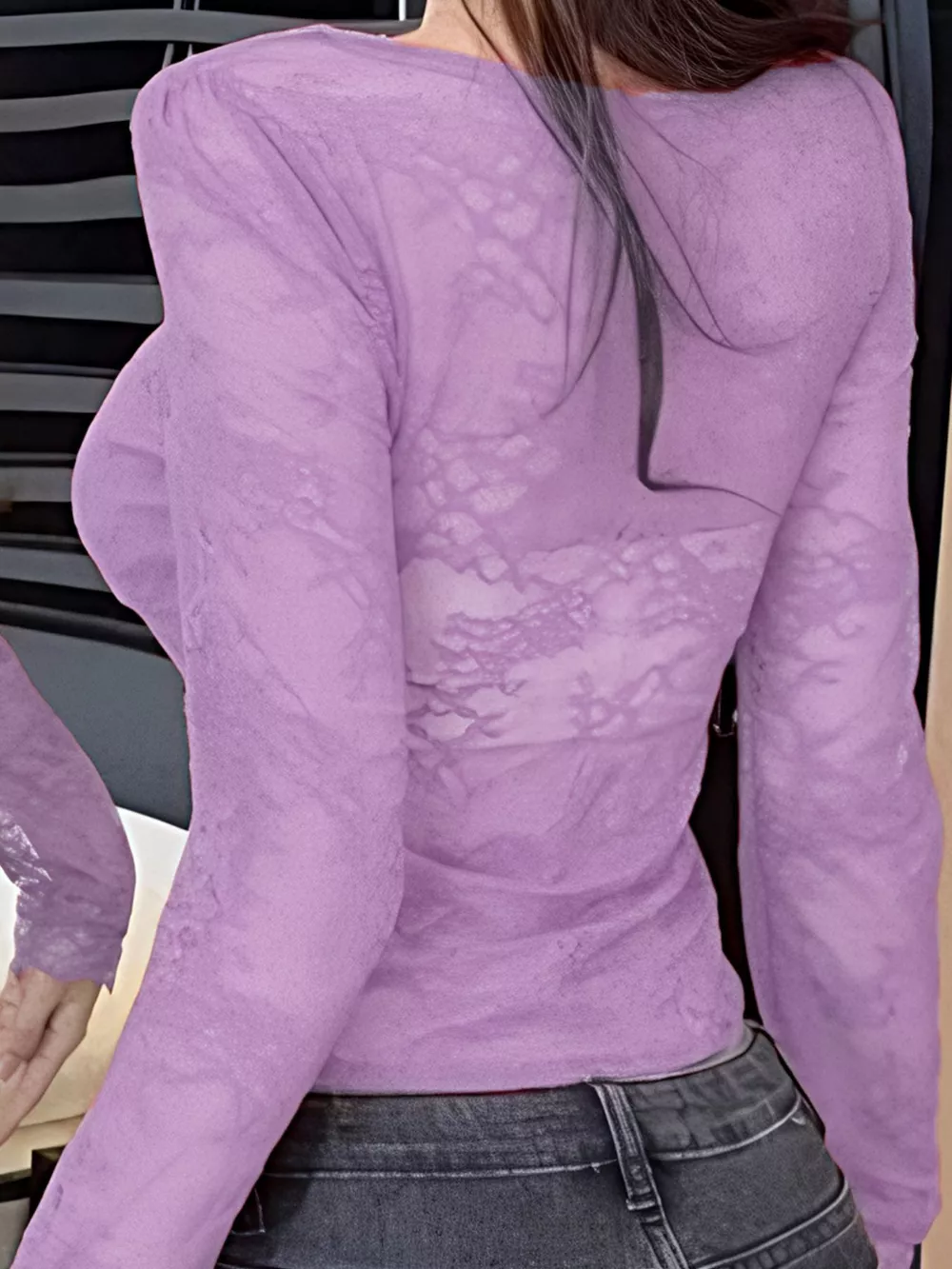 Tie Front Long Sleeve Lace Top, image 3