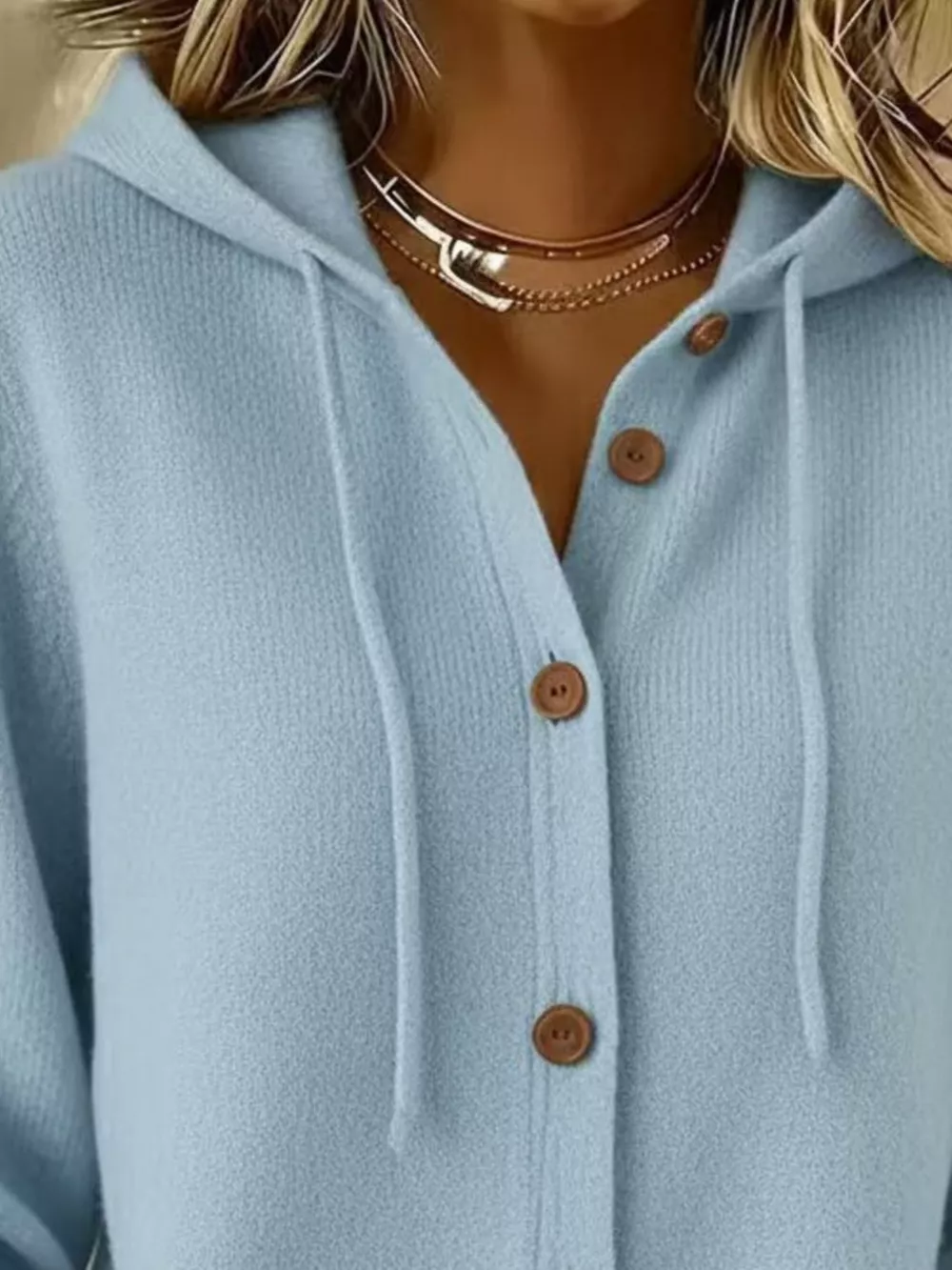 Full Size Hooded Button-Down Knit Cardigan Plus Size, image 3