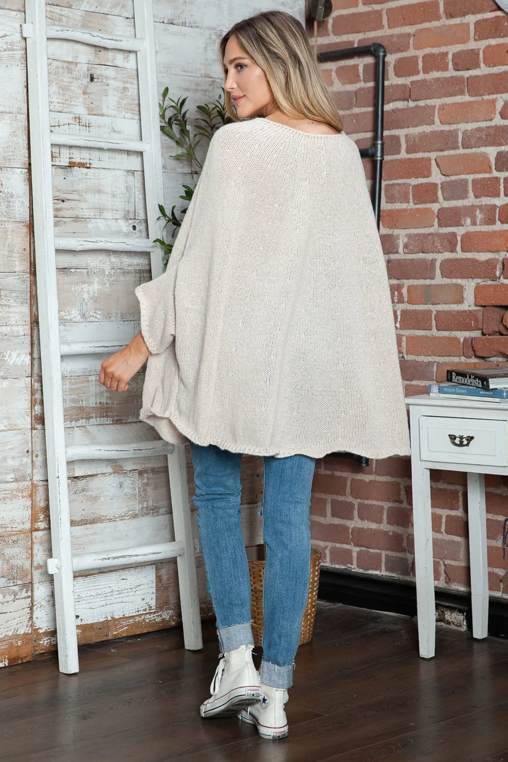 Round Neck Batwing Sleeve Sweater, image 15