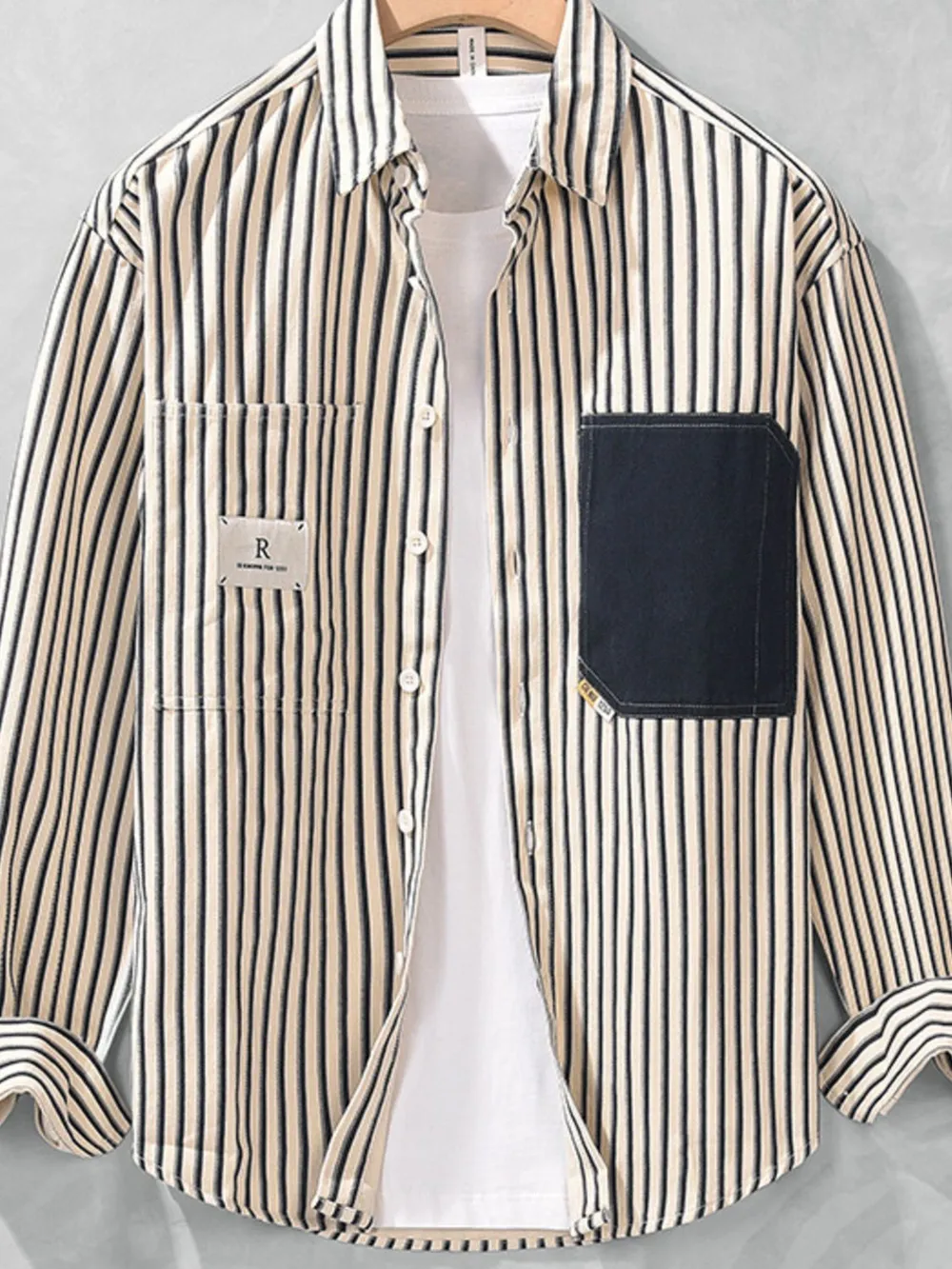 Men's Plus Size Striped Button-Up Shirt, image 3