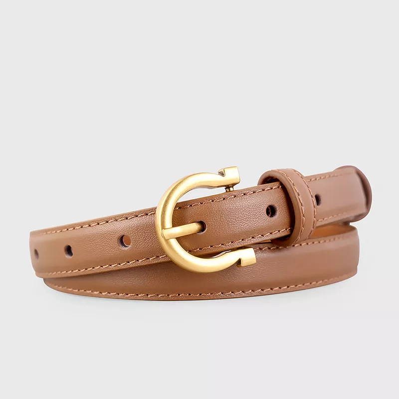 Leather Belt with Golden Buckle, image 6