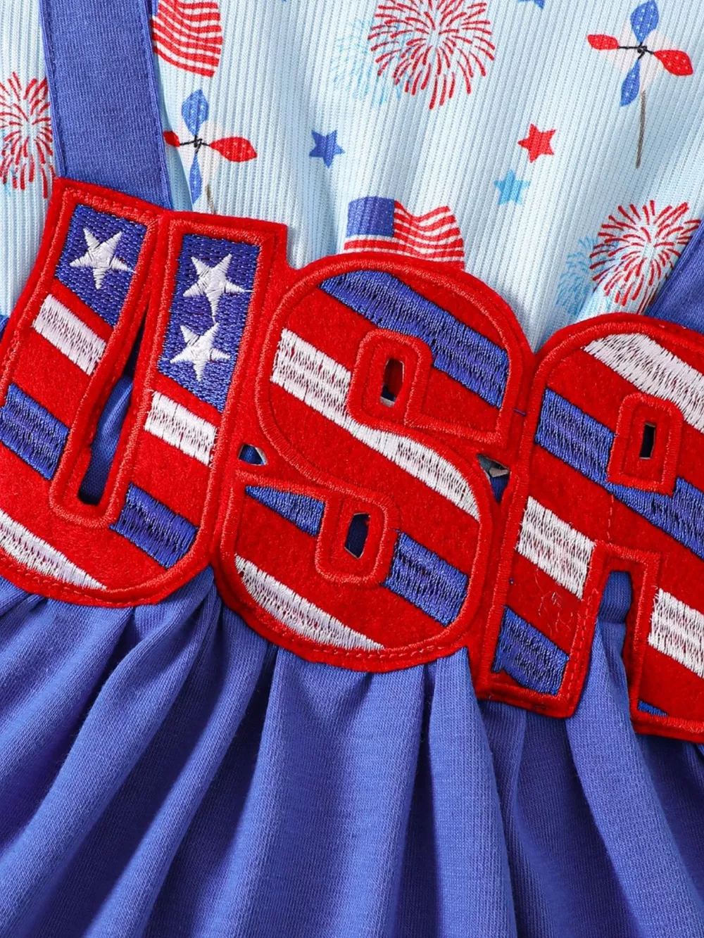 Children's Patriotic USA Ruffle Sleeve One-Piece with Headband, image 4