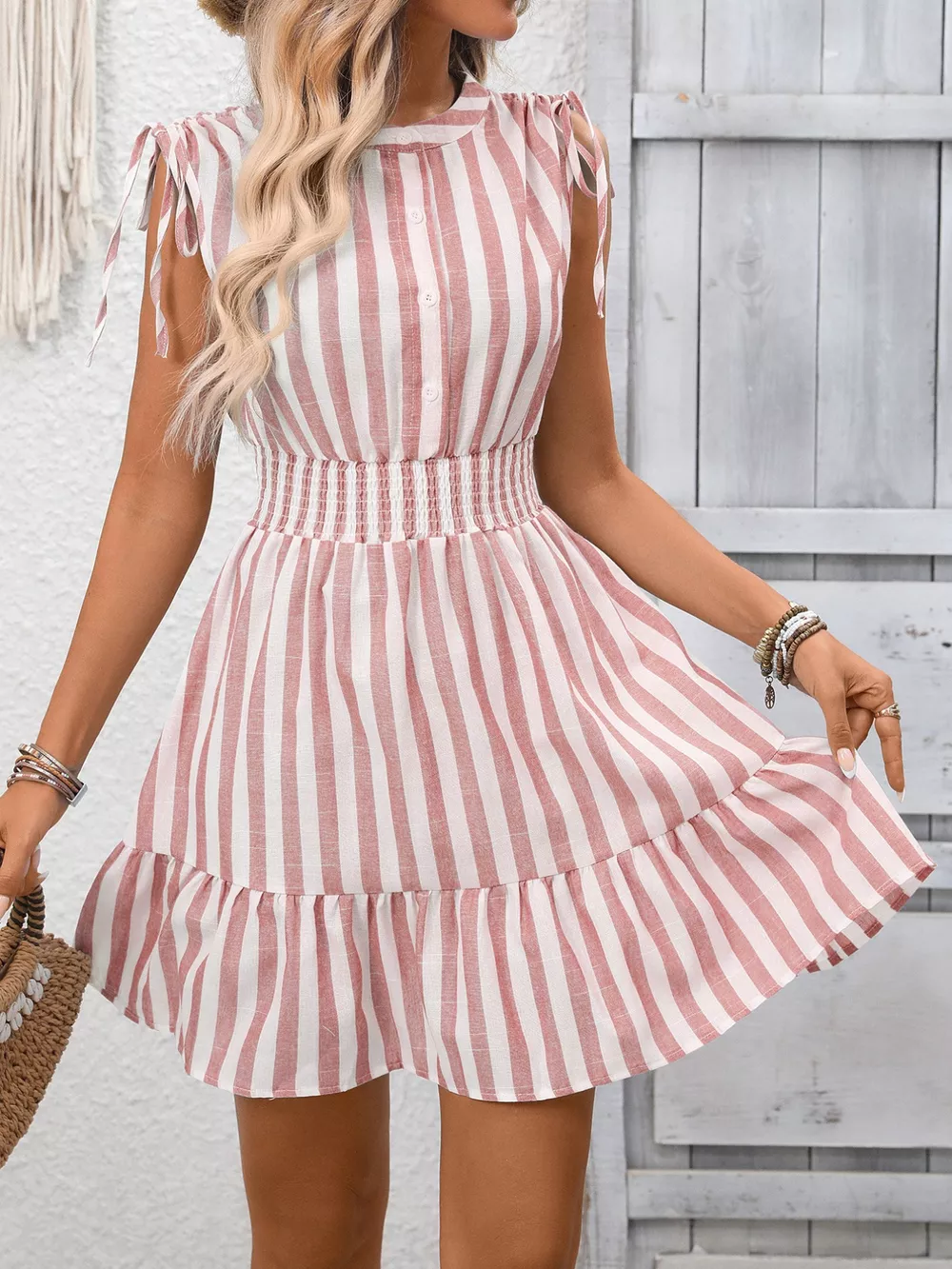 Striped Ruffle Hem Summer Dress, image 19