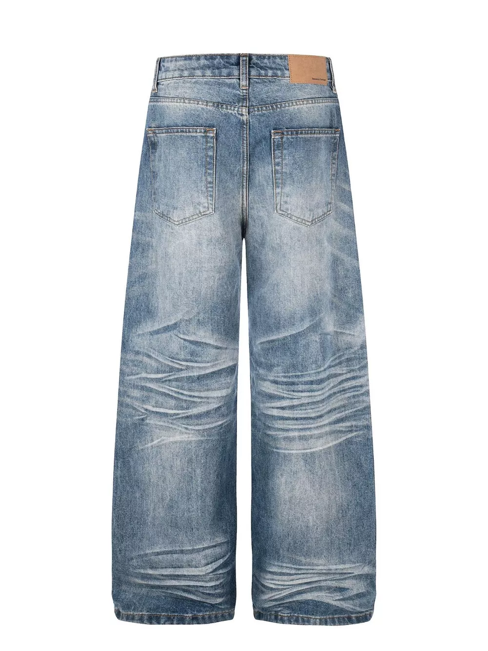 Men's Wide Leg Vintage Wash Jeans, image 3
