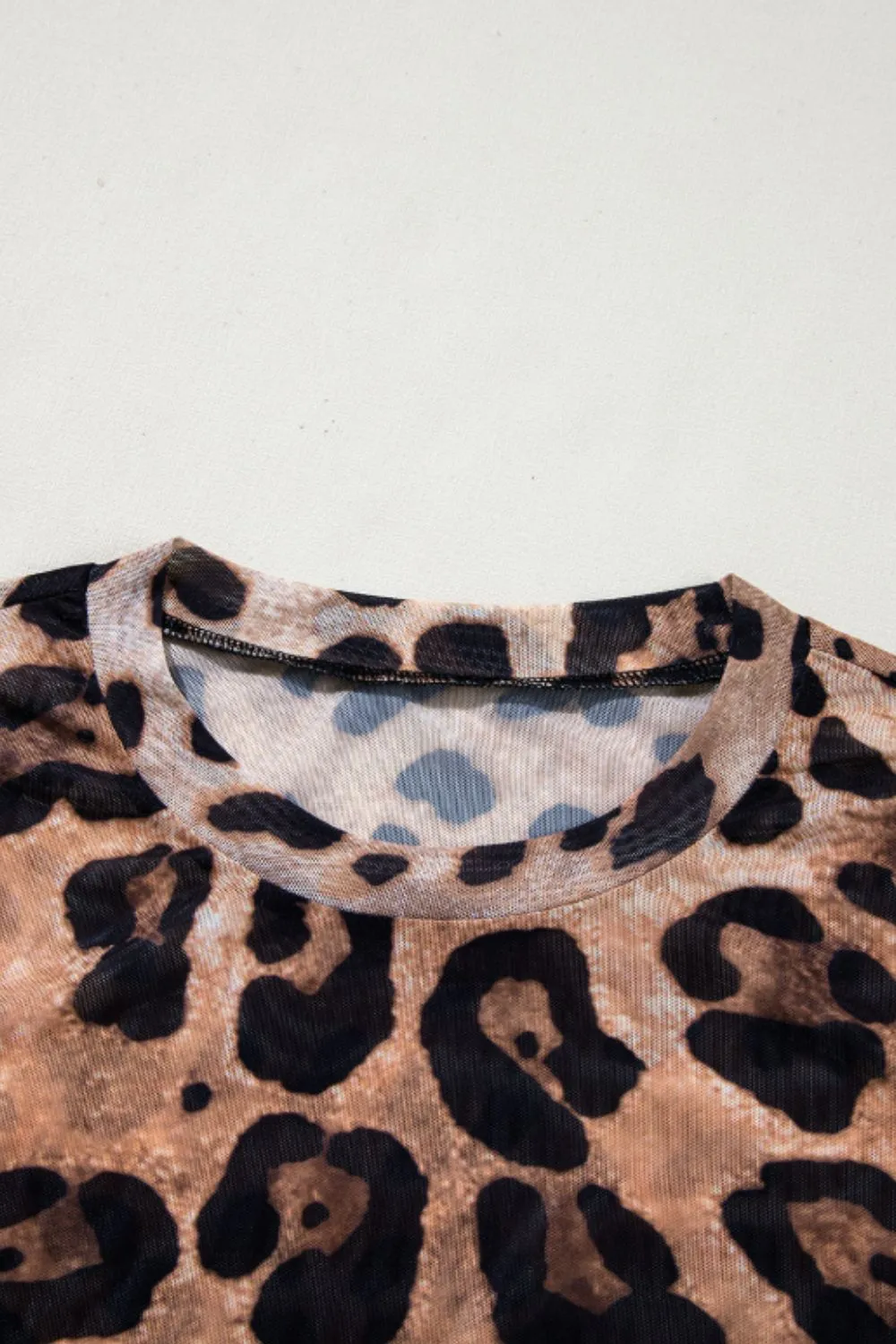 Leopard Round Neck Long Sleeve Blouse, image 13