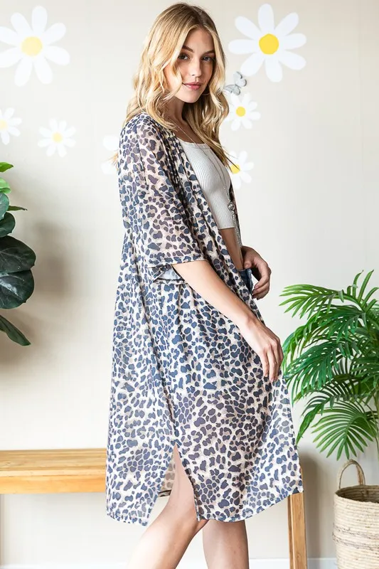 Full Size Leopard Open Front Cardigan Plus Size, image 9