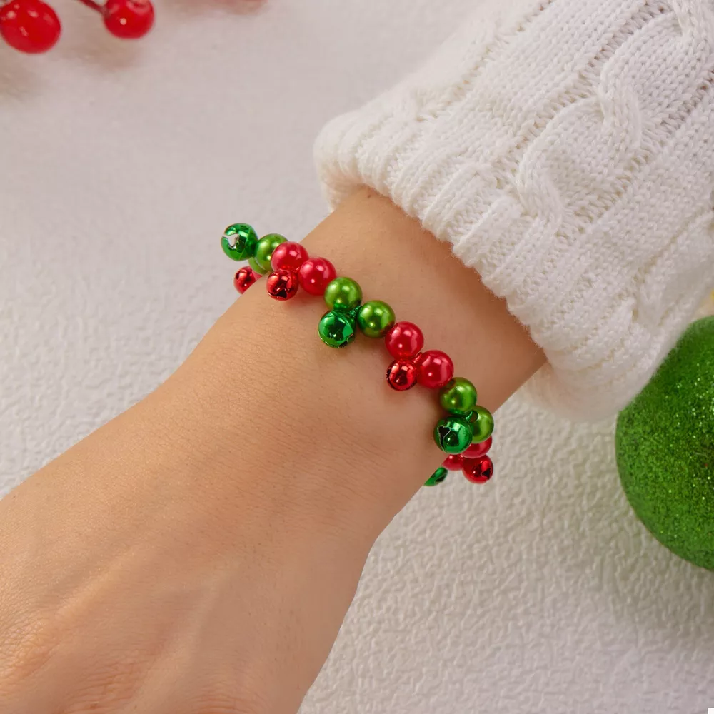 Christmas Holiday Beaded Bell Bracelet, image 4