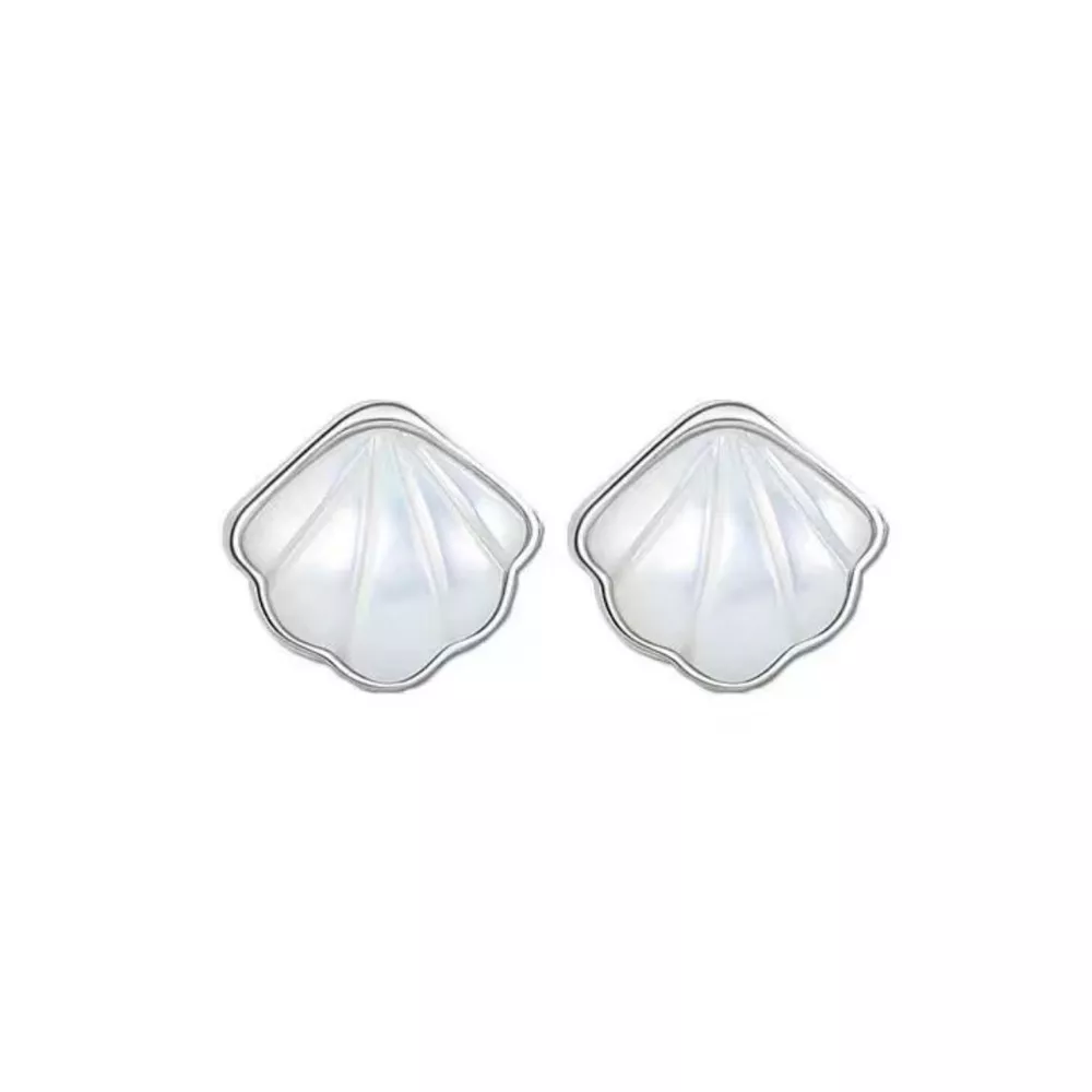925 Sterling Silver Shell Stud Earrings, image 3