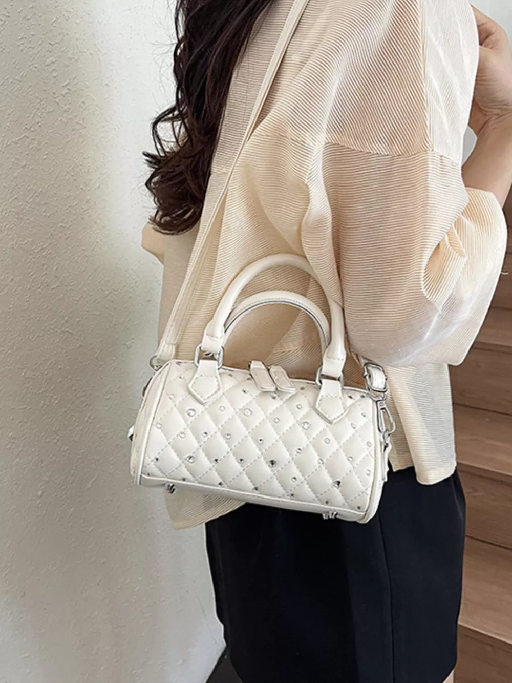 Quilted Barrel Handbag, image 7