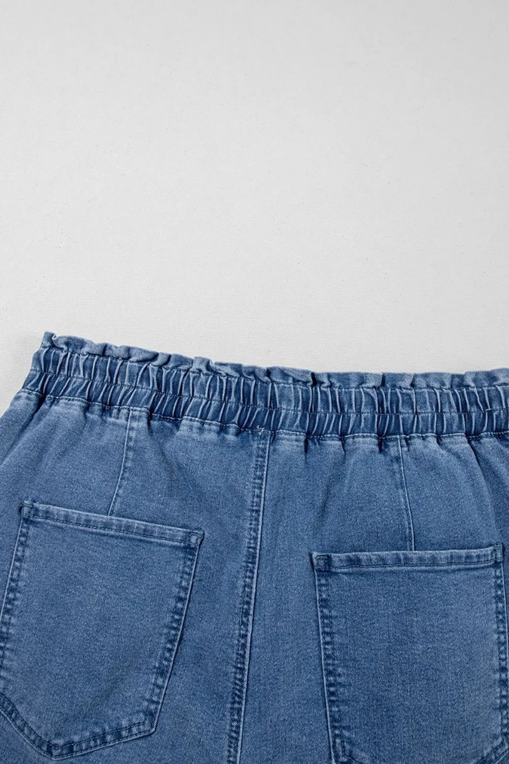 Drawstring High Waist Denim Shorts with Pockets, image 13