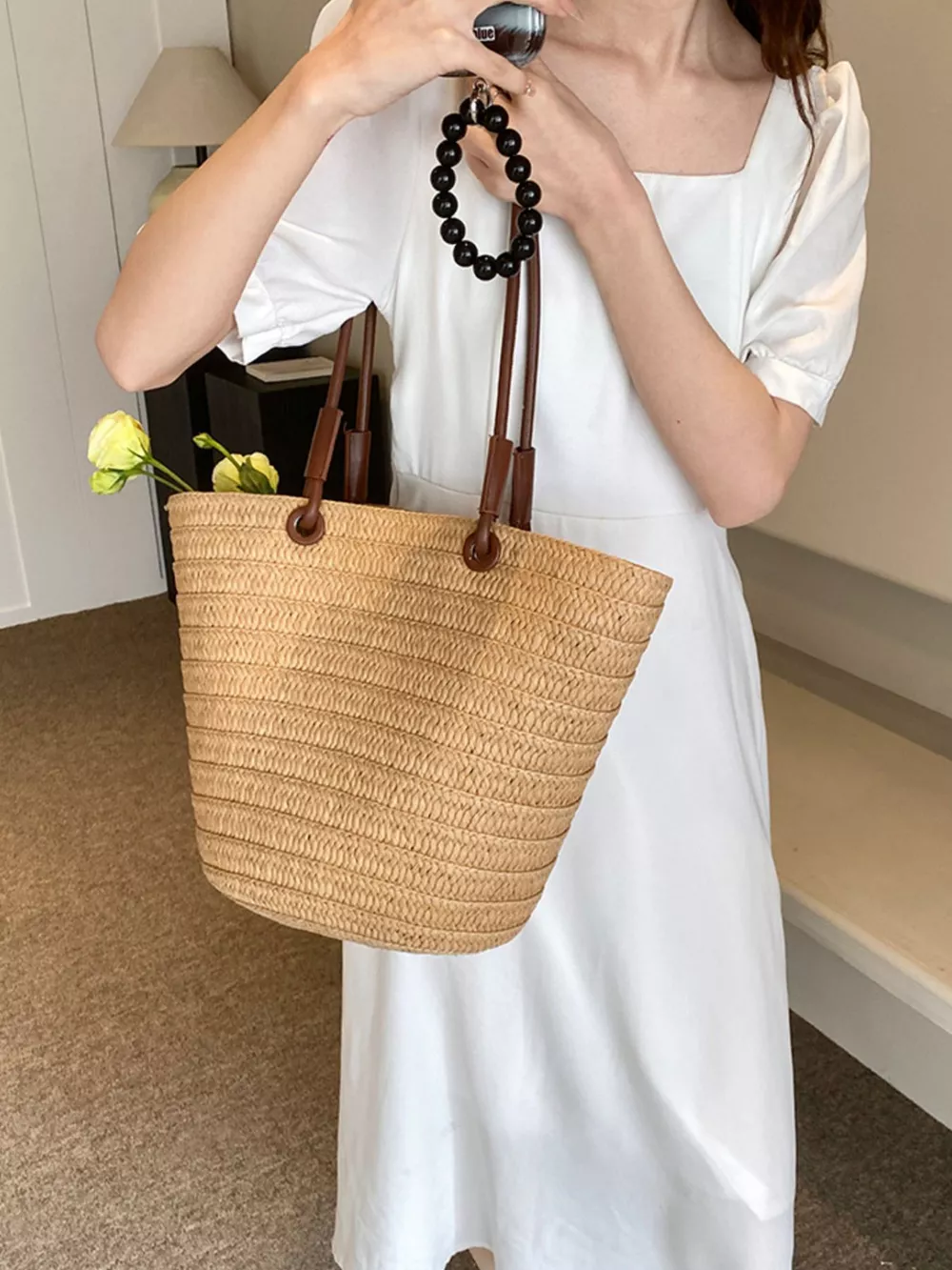 Straw Woven Shoulder Bag, image 3