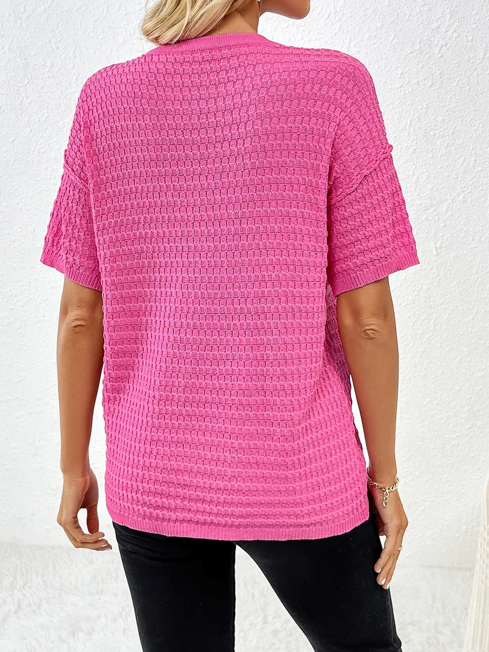 Round Neck Half Sleeve Knit Top, image 16