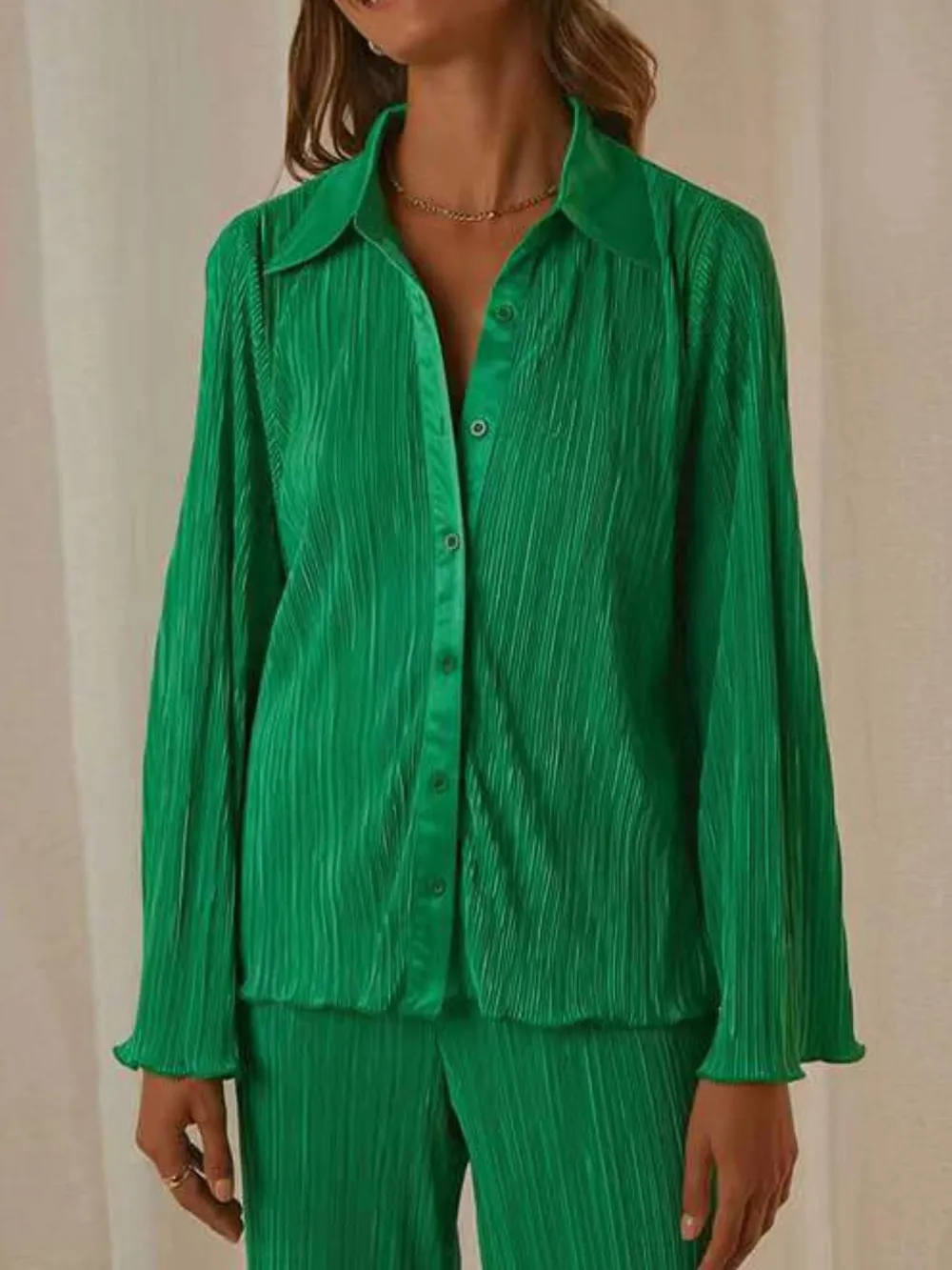 Button Up Long Sleeve Top and Pants Set, image 22