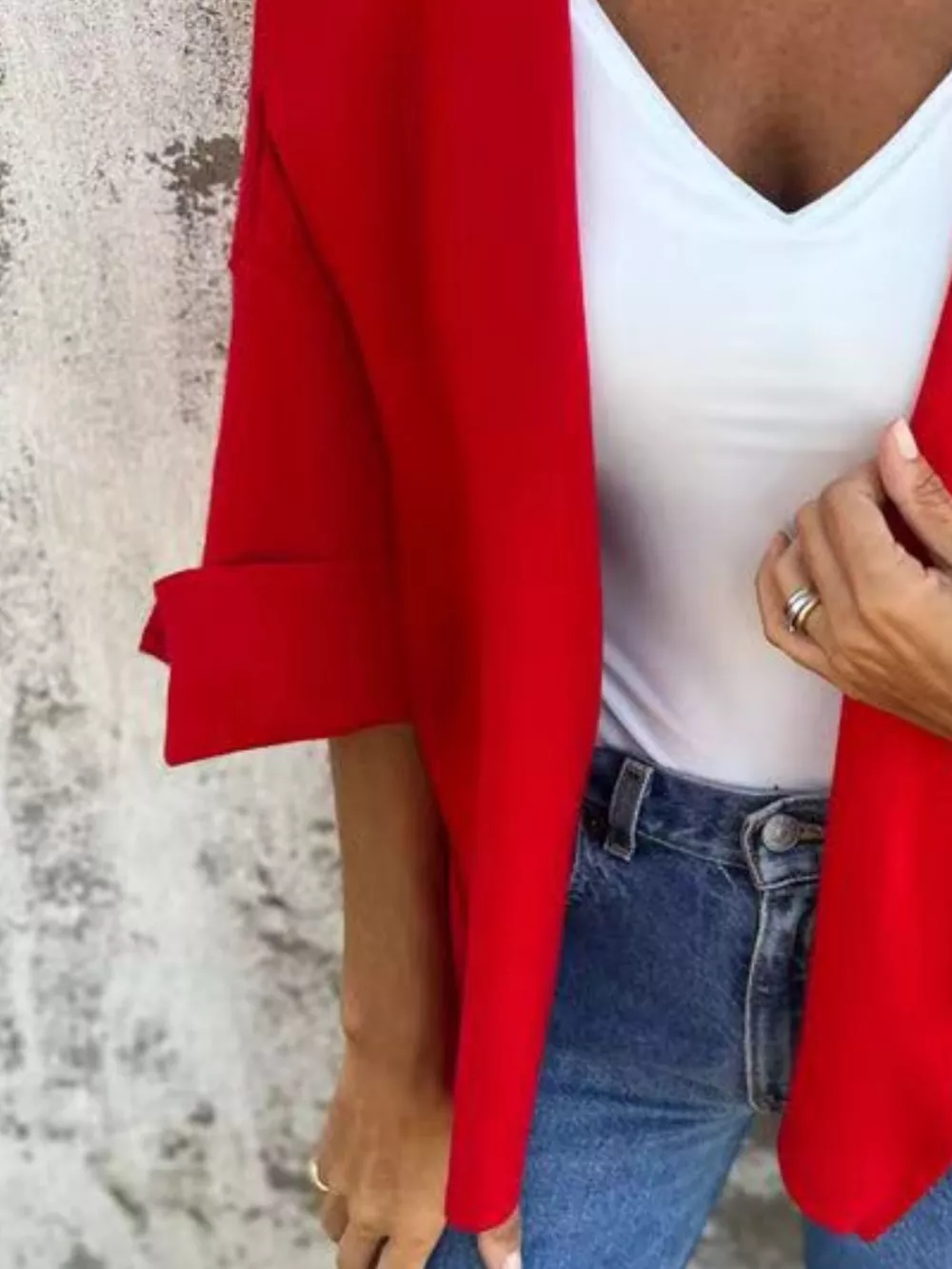 Full Size Open Front 3/4 Sleeve Casual Cardigan Plus Size, image 18