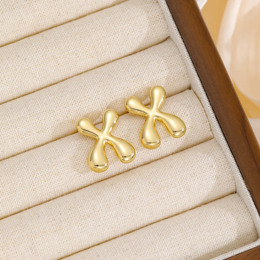 18K Gold-Plated Bubble Letter Stud Earrings, image 12