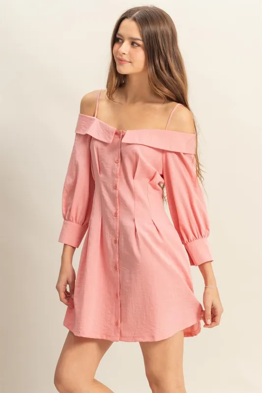 Button Down Spaghetti Strap Mini Dress with Pockets, image 2