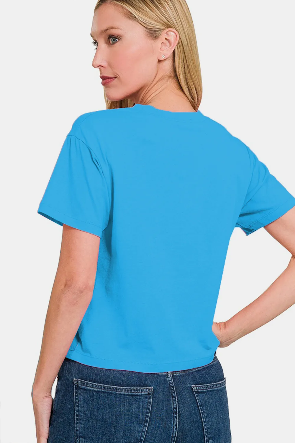 Round Neck Short Sleeve Cropped T-Shirt, image 3