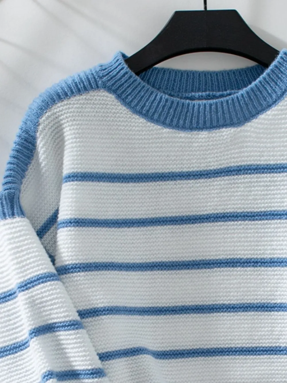Striped Round Neck Long Sleeve Sweater, image 7