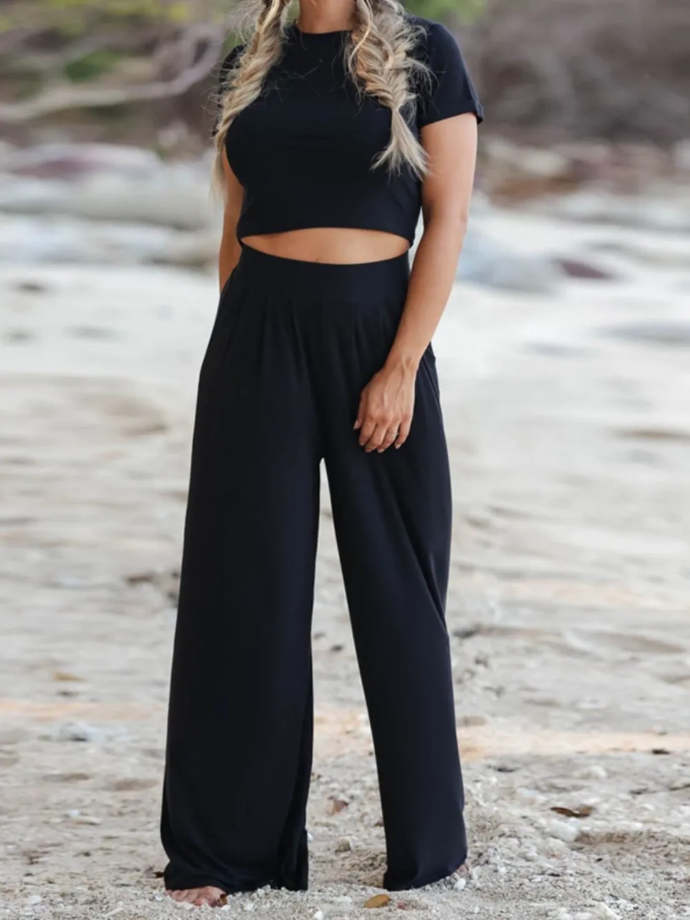Round Neck Short Sleeve Top and Pocketed Pants Set, image 14