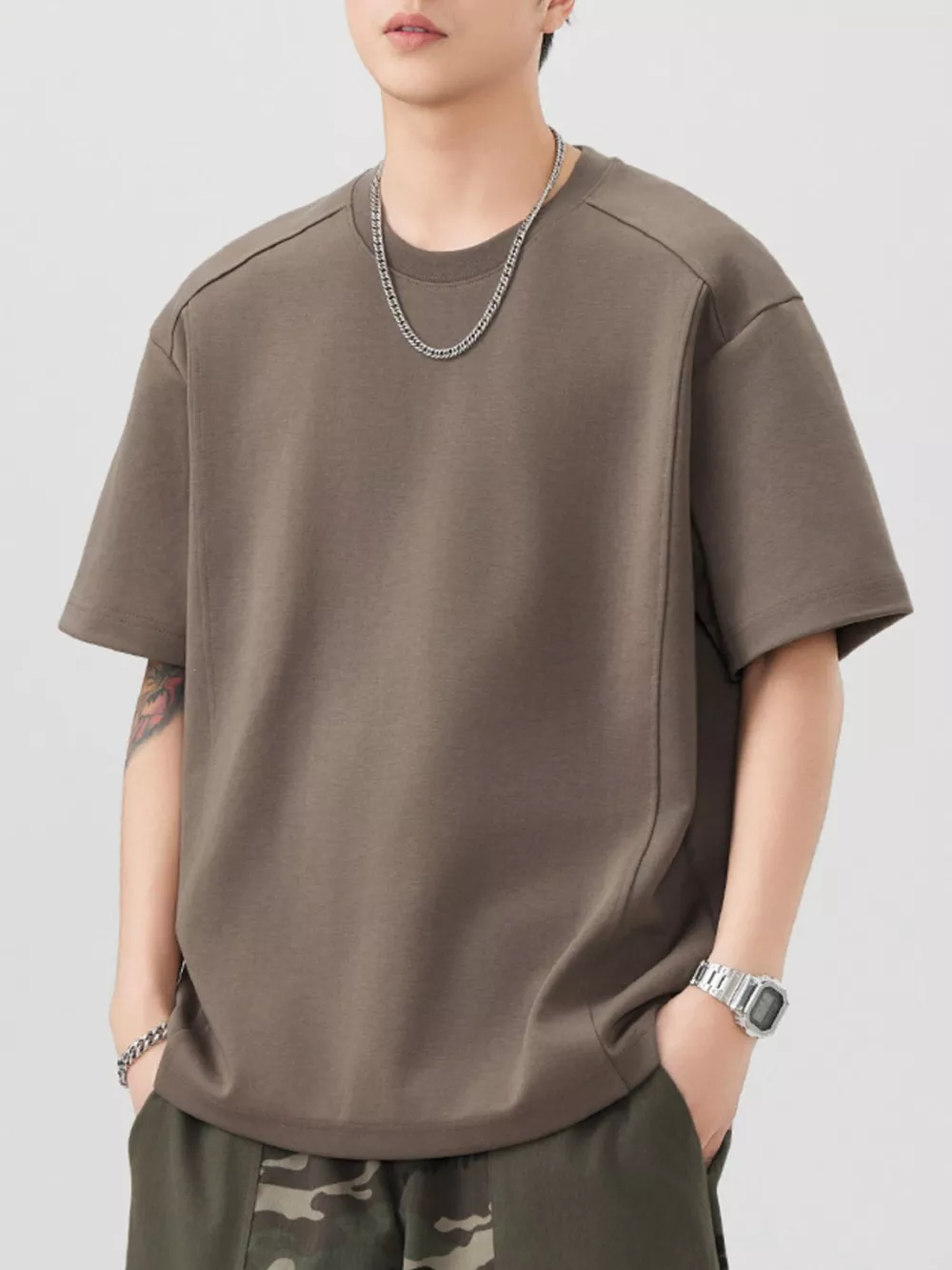 Men's Plus Size Solid Color Casual T-Shirt, image 11